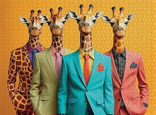 Cross & Glory - The Fab Four Giraffes - 1000 Piece Jigsaw Puzzle for Adults | Unique Artwork Jigsaw Puzzles | Fun | Challenging Brain Teaser