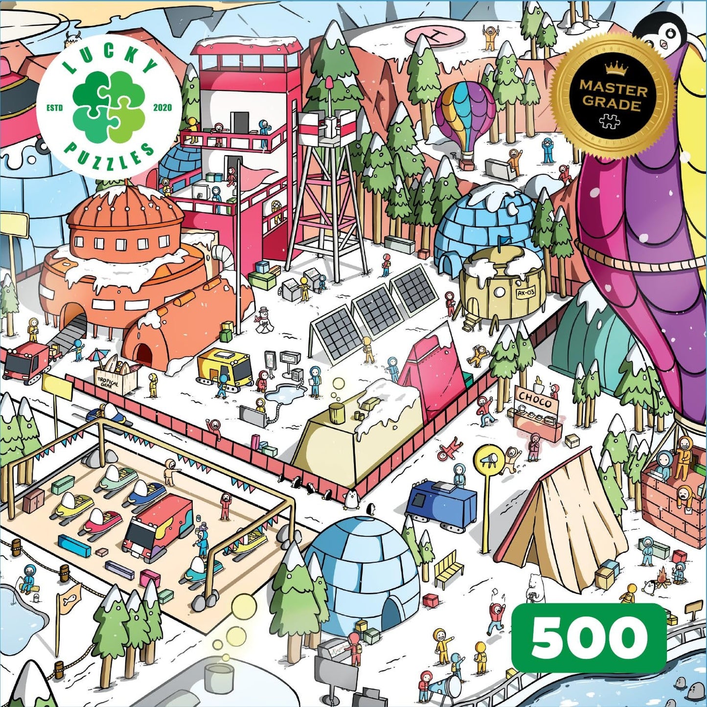 Lucky Puzzles Arctic Antics - 500 Piece Jigsaw Puzzle for Adults & Kids 12+ | Funny Polar Adventure Magic Puzzle | Coolest Adult Puzzles | Challenging Unique and Family Fun | 18 x 24 Inches
