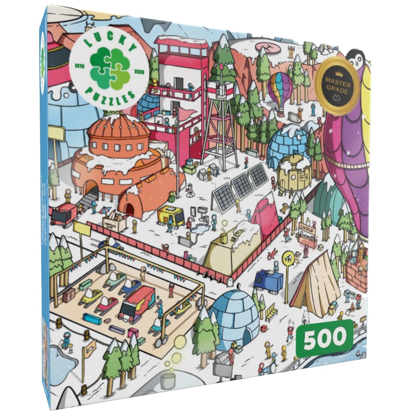 Lucky Puzzles Arctic Antics - 500 Piece Jigsaw Puzzle for Adults & Kids 12+ | Funny Polar Adventure Magic Puzzle | Coolest Adult Puzzles | Challenging Unique and Family Fun | 18 x 24 Inches