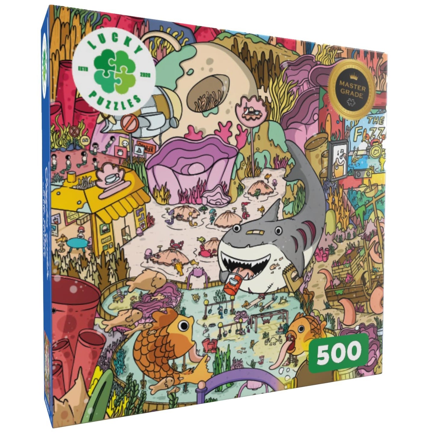 Lucky Puzzles 'Giggles Under The Sea' | 500 Piece Jigsaw Puzzle for Adults & Kids 12+ | Colorful Underwater Scene with Whimsical Sea Creatures | Family Fun | Unique Brain Teaser