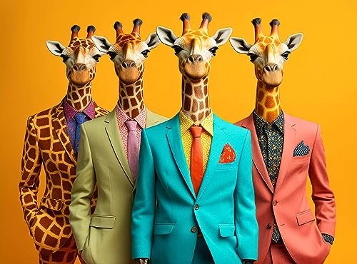 Cross & Glory - The Fab Four Giraffes - 1000 Piece Jigsaw Puzzle for Adults | Unique Artwork Jigsaw Puzzles | Fun | Challenging Brain Teaser