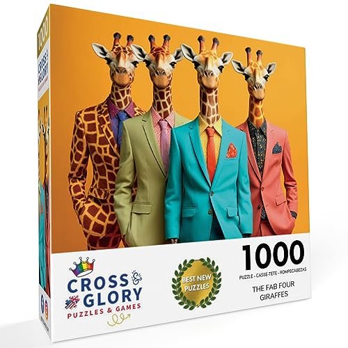 Cross & Glory - The Fab Four Giraffes - 1000 Piece Jigsaw Puzzle for Adults | Unique Artwork Jigsaw Puzzles | Fun | Challenging Brain Teaser