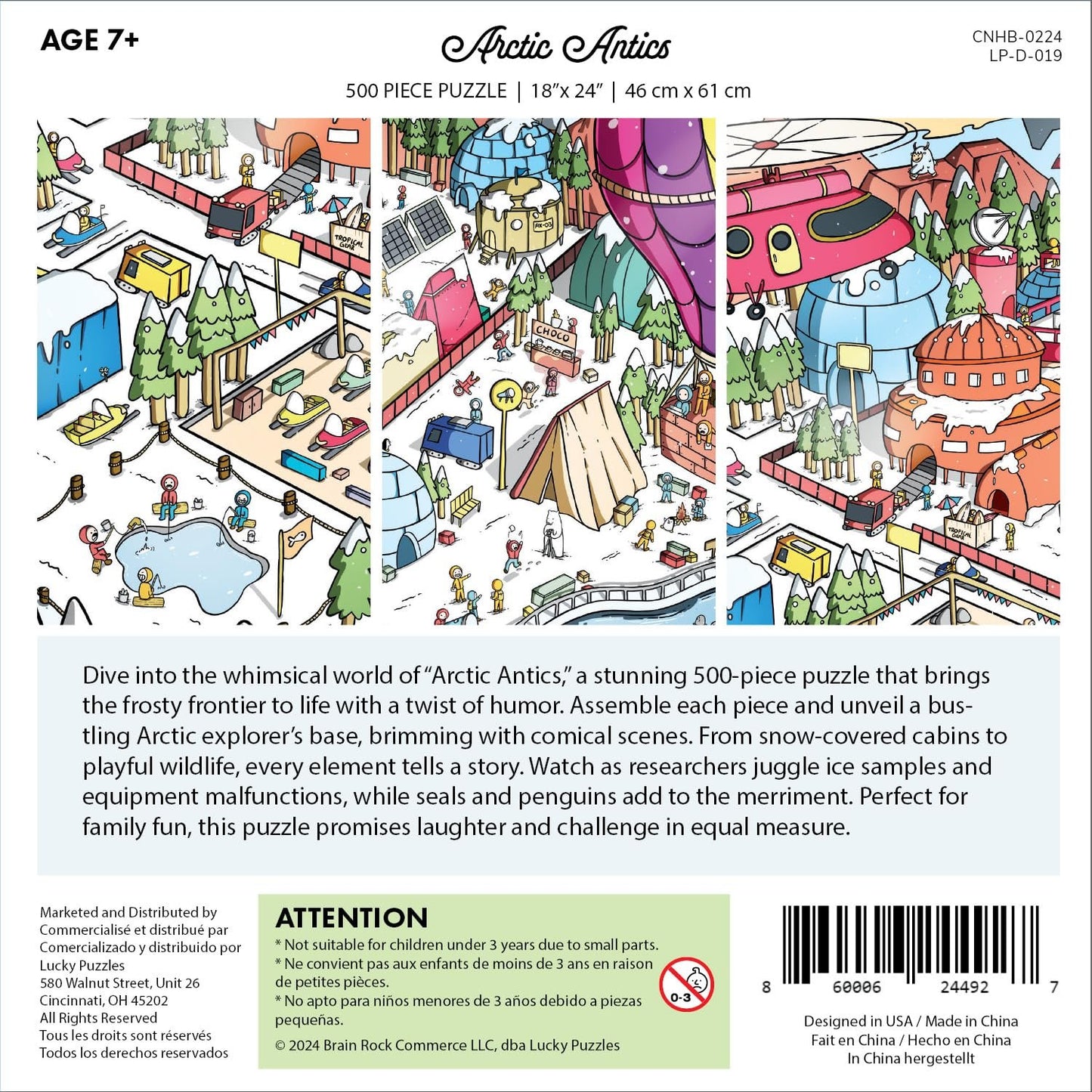 Lucky Puzzles Arctic Antics - 500 Piece Jigsaw Puzzle for Adults & Kids 12+ | Funny Polar Adventure Magic Puzzle | Coolest Adult Puzzles | Challenging Unique and Family Fun | 18 x 24 Inches
