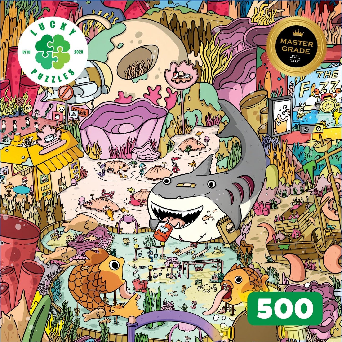 Lucky Puzzles 'Giggles Under The Sea' | 500 Piece Jigsaw Puzzle for Adults & Kids 12+ | Colorful Underwater Scene with Whimsical Sea Creatures | Family Fun | Unique Brain Teaser