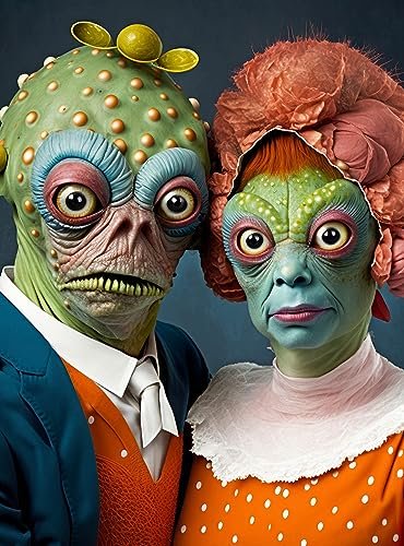 Cross & Glory - Meet The Aliens: Vaxion and Lirien - 1000 Piece Jigsaw Puzzle for Adults | Unique and Colorful Artwork of an Alien Couple for Puzzle Enthusiasts and Science Fiction Fans
