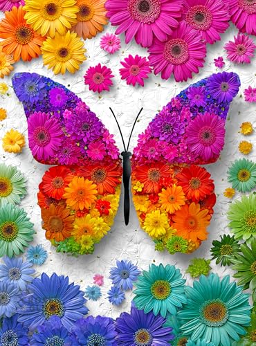 Cross & Glory - 1000 Piece Jigsaw Puzzle for Adults |Bloomtastic Butterfly| Colourful Floral Butterfly Puzzle | 20x27 Inches | Flower Puzzle