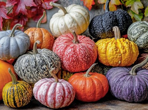 Cross & Glory – Harvest for the Table – 1000 Piece Jigsaw Puzzle for Adults | Colorful Pumpkins, Gourds & Autumn Leaves | Thanksgiving Fall Puzzle