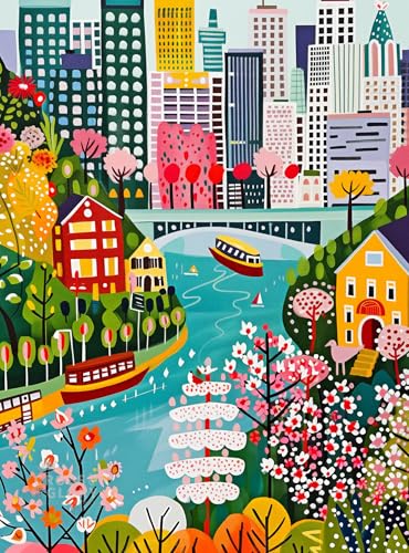 Cross & Glory – Vancouver Under Open Skies – 1000 Piece Jigsaw Puzzle for Adults | Modern Folk Art Vancouver City Scene | Minimalist, Colorful Travel Puzzle