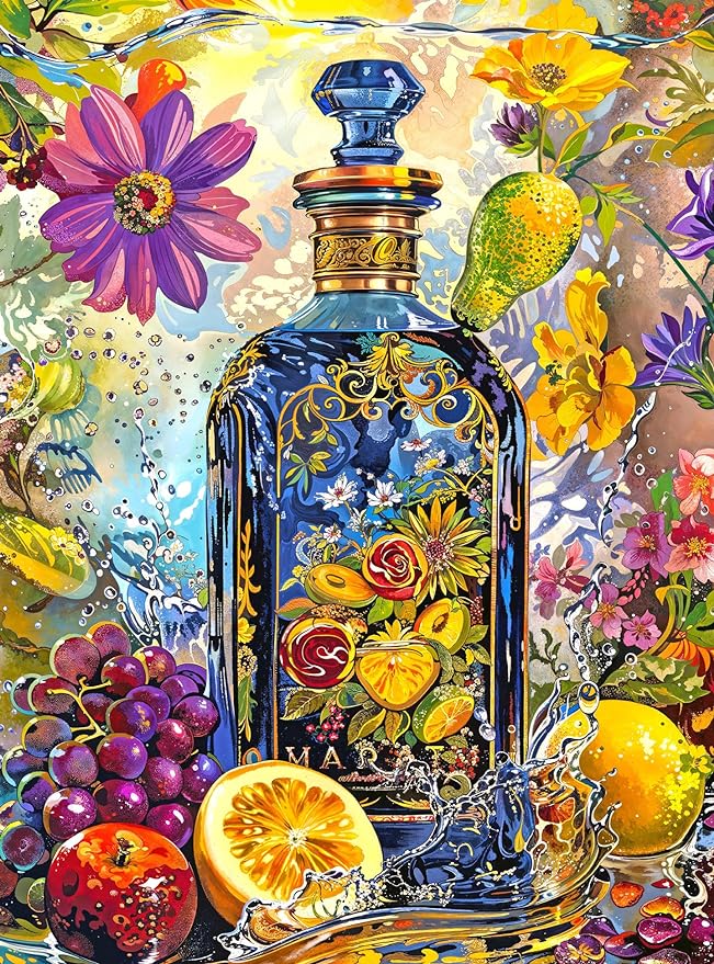 Divers et vice : Bouteille de gin botanique opulente – Puzzle 1 000 pièces