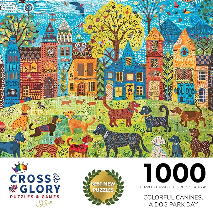 Canidés colorés : Une journée au parc canin - Puzzle 1 000 pièces