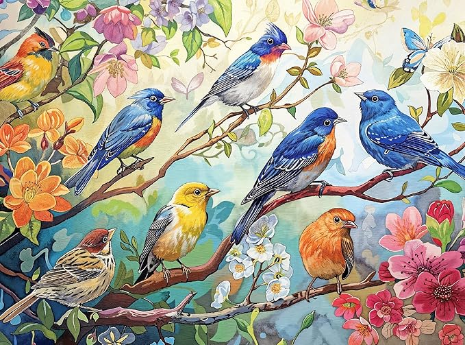 Chants d'oiseaux en fleurs - Puzzle 1000 pièces