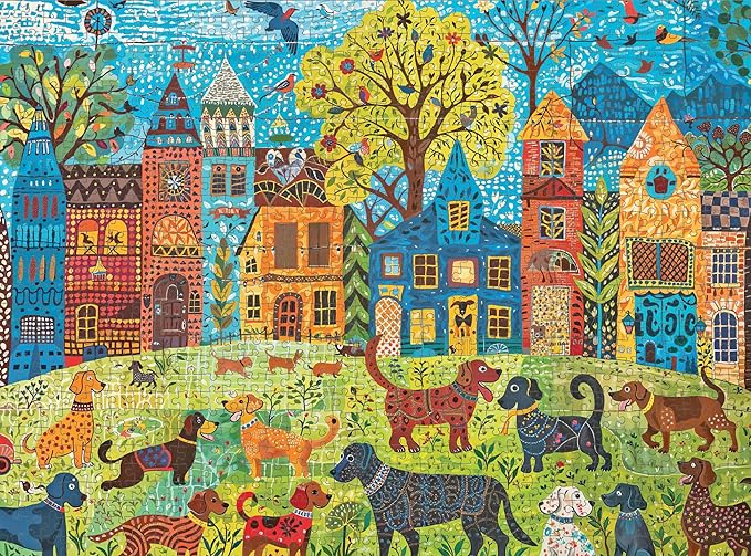 Canidés colorés : Une journée au parc canin - Puzzle 1 000 pièces