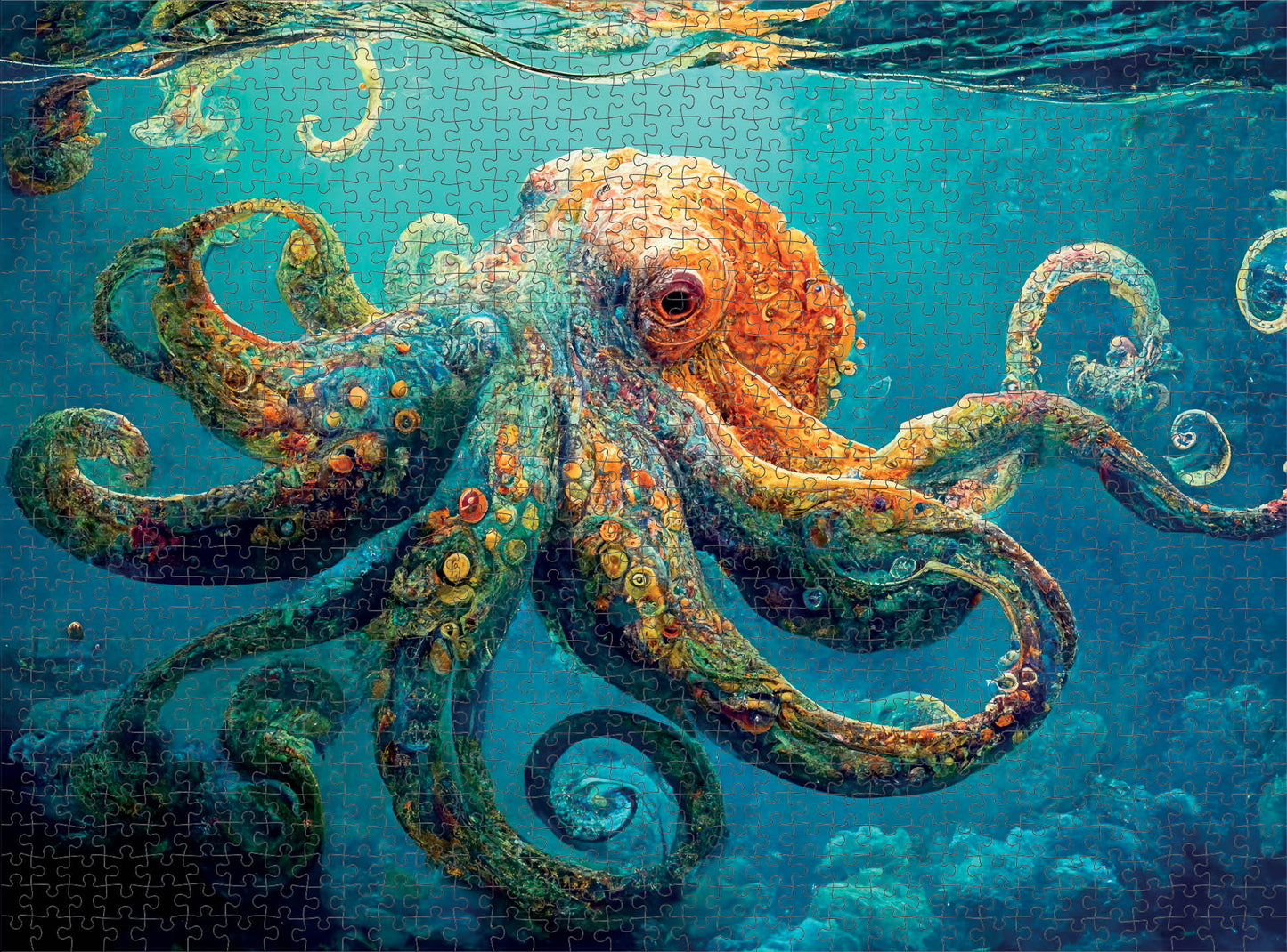 Octopus Puzzle – Deep Blue Octopus Odyssey – 500 Piece Jigsaw Puzzle