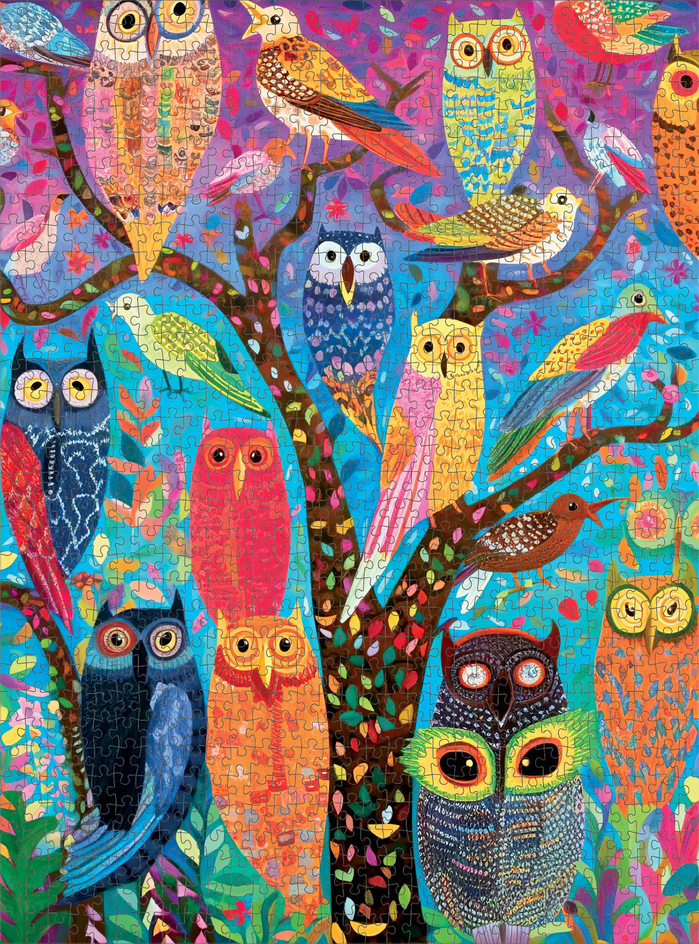 Owl Puzzle – Owl Oasis: The Vibrant Perch – 1000 Piece Jigsaw Puzzle