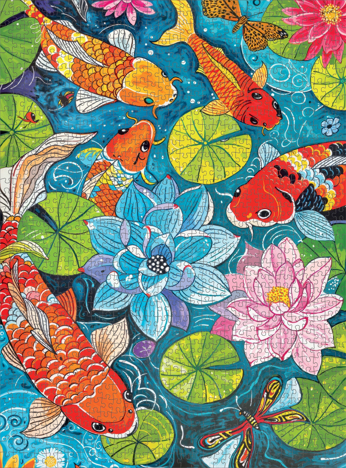 Koi Fish Puzzle – Dragonfly Dreams: Koi & Lilies Adventure – 1000 Piece Jigsaw Puzzle