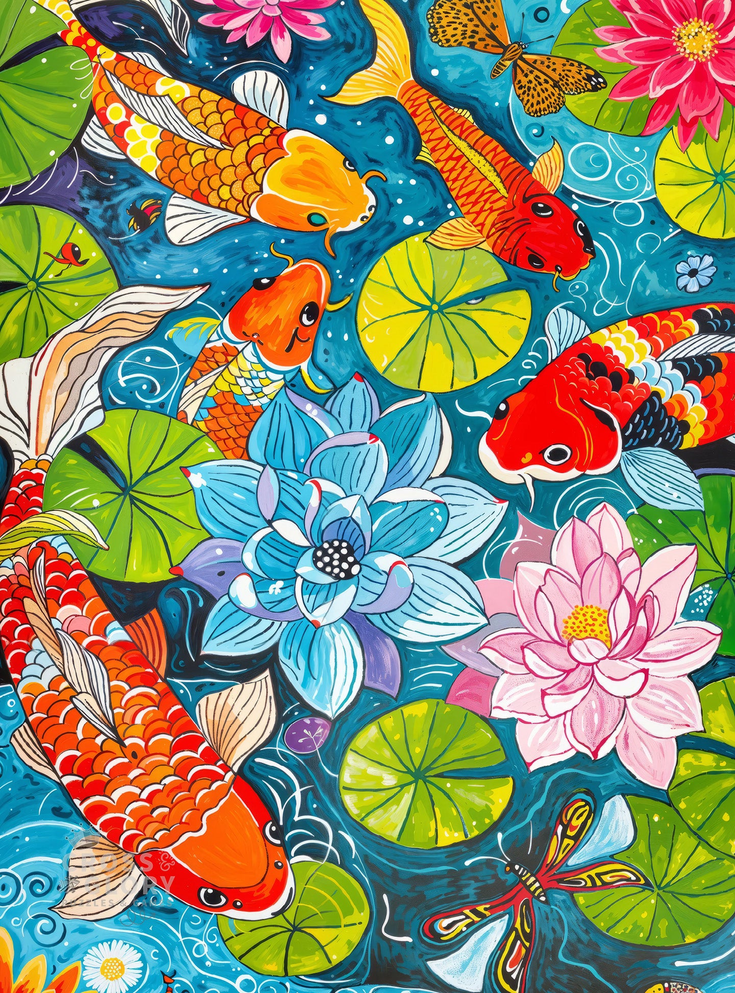 Koi Fish Puzzle – Dragonfly Dreams: Koi & Lilies Adventure – 1000 Piece Jigsaw Puzzle