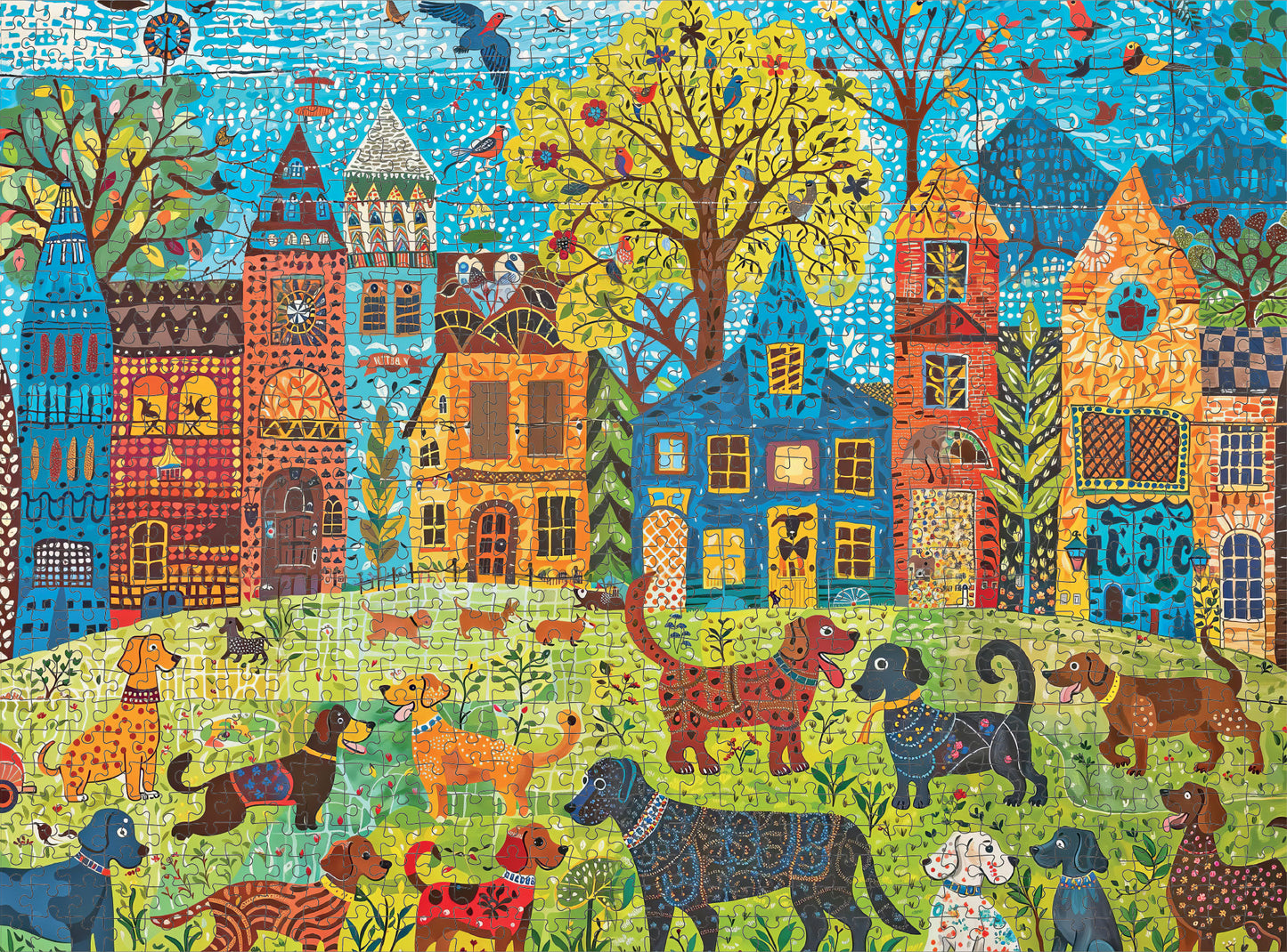 Dog Puzzle – Colorful Canines: A Dog Park Day – 1000 Piece Jigsaw Puzzle
