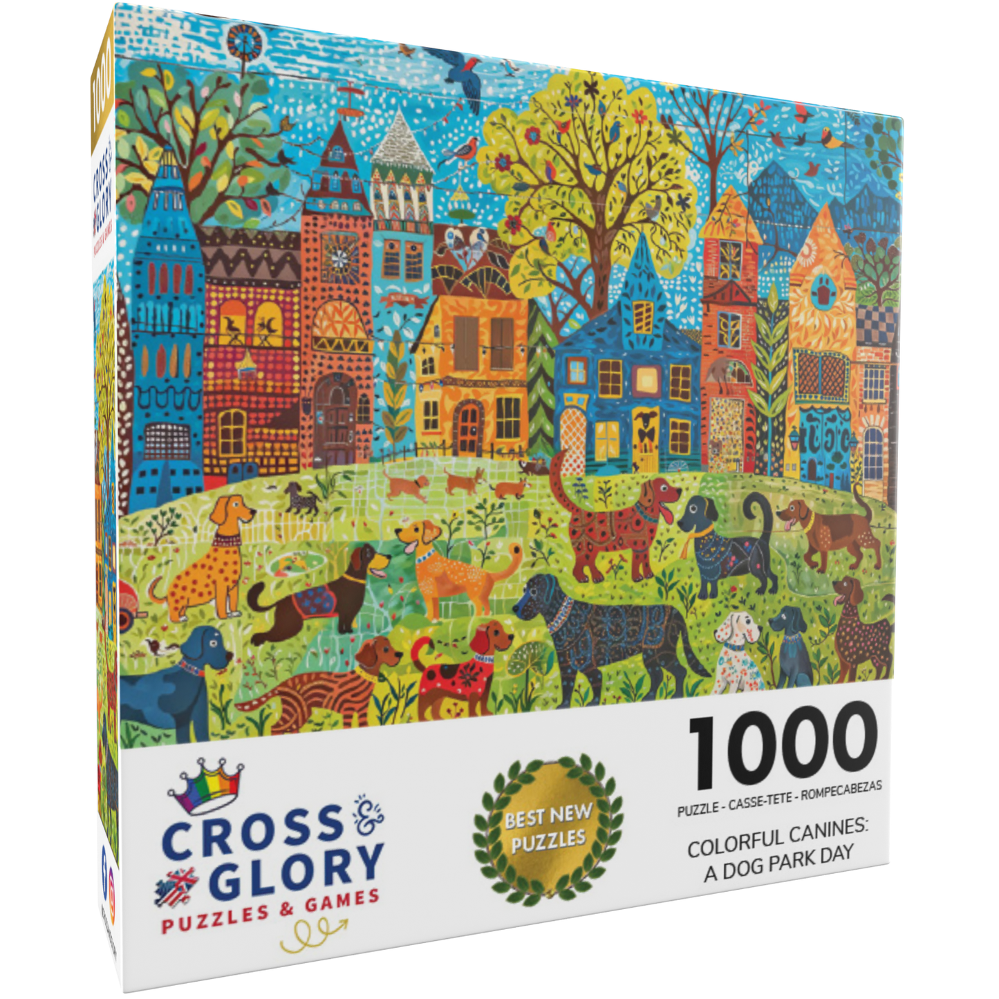 Canidés colorés : Une journée au parc canin - Puzzle 1 000 pièces