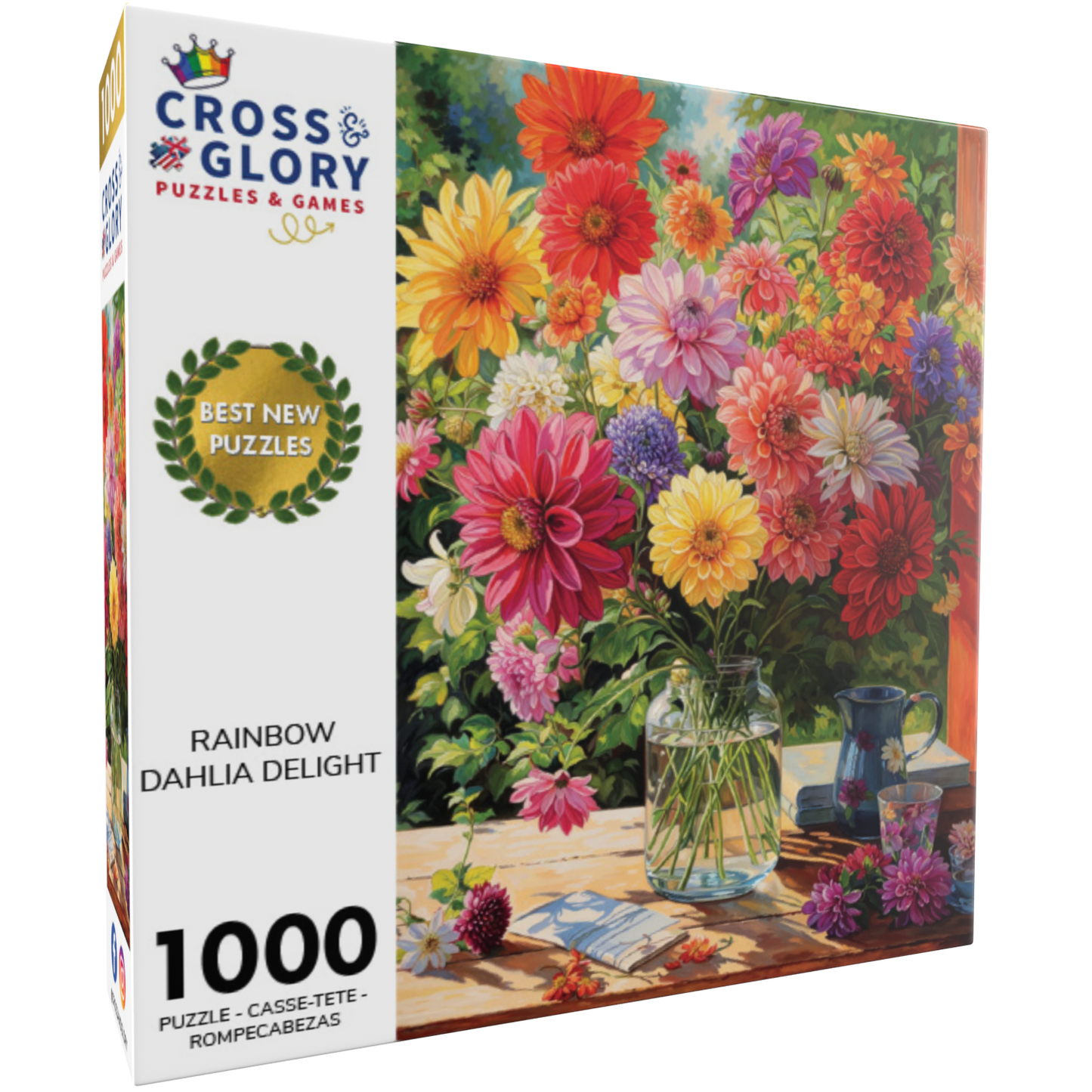 Puzzle 1000 pièces - Délice de dahlias arc-en-ciel