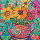 Flower Puzzle – The Colourful Teapot Garden – 1000 Piece Jigsaw Puzzle