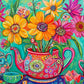 Flower Puzzle – The Colourful Teapot Garden – 1000 Piece Jigsaw Puzzle