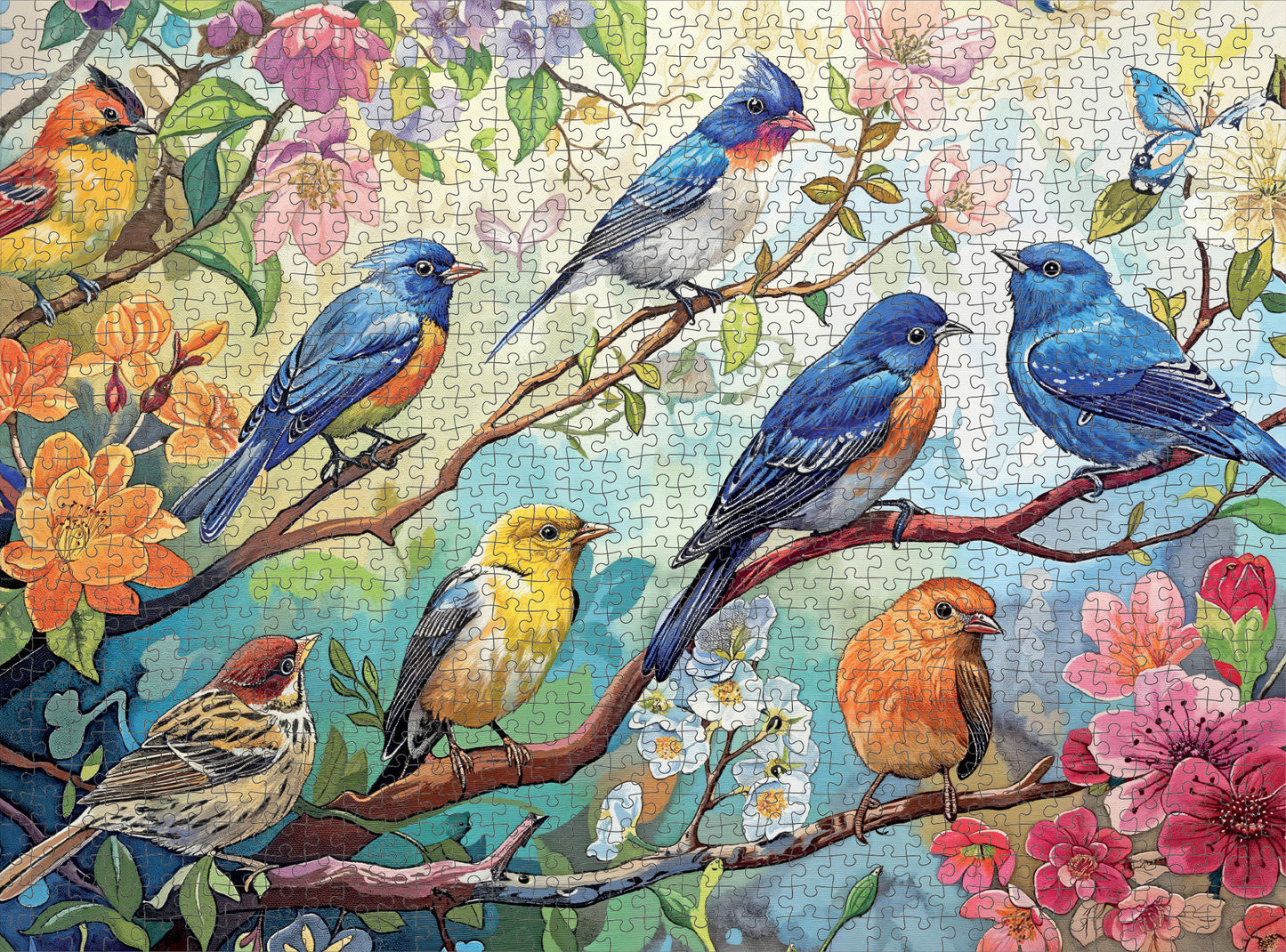 Bird Puzzle – Birdsong in Bloom – 1000 Piece Jigsaw Puzzle