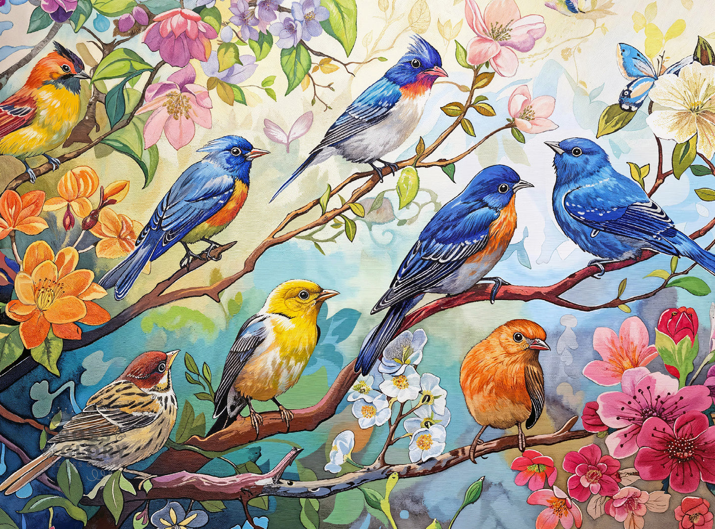 Bird Puzzle – Birdsong in Bloom – 1000 Piece Jigsaw Puzzle