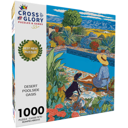 Desert Puzzle – Desert Poolside Oasis – 1000 Piece Jigsaw Puzzle