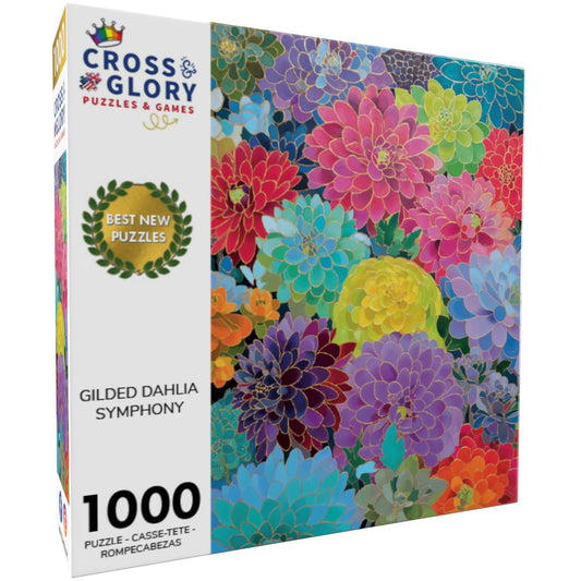 Gilded Dahlia Symphony - 1000 Piece Jigsaw Puzzle