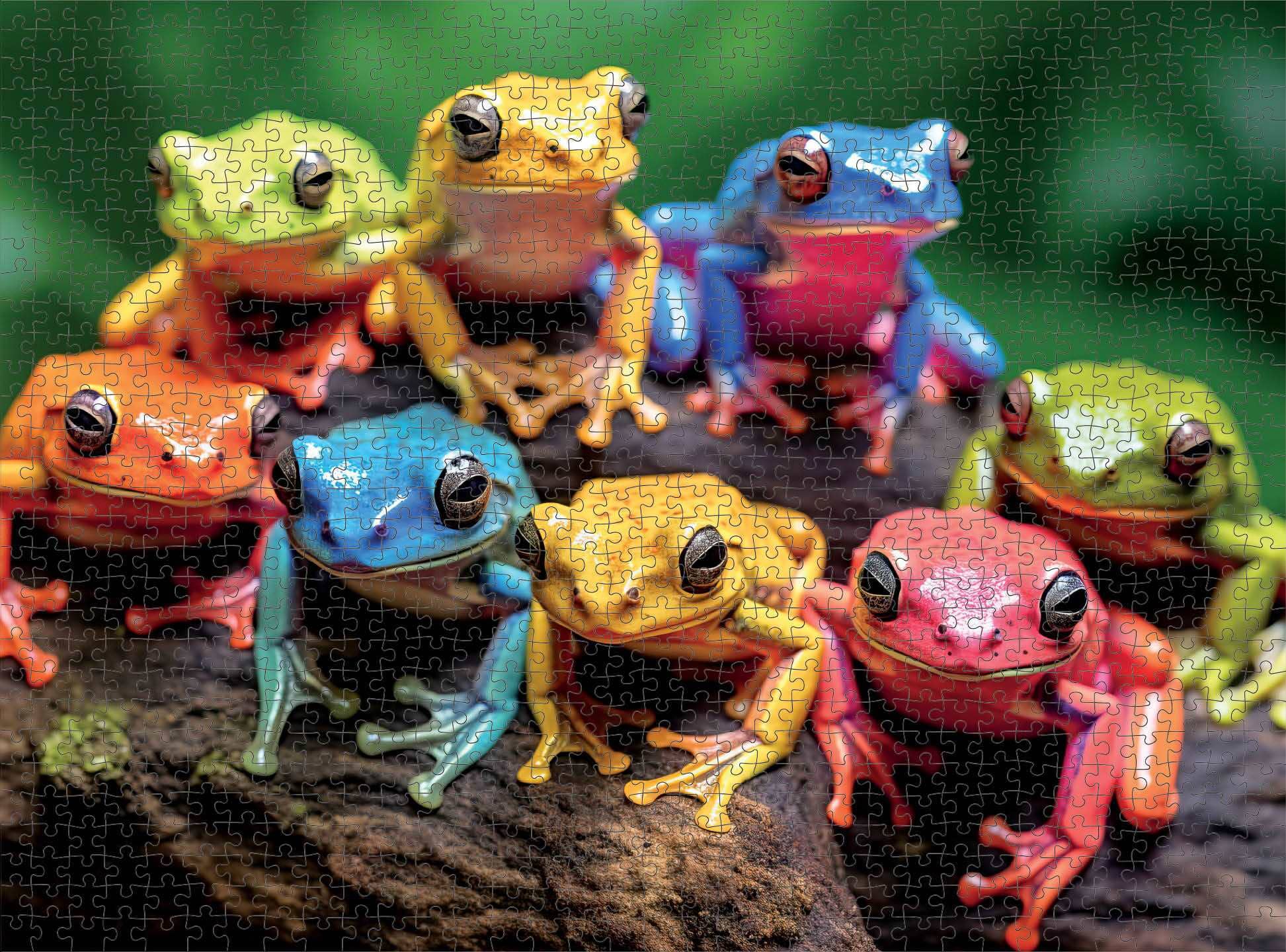 Rainbow Ribbit: Frog Ensemble - 1000 Piece Jigsaw Puzzle Jigsaw Puzzles Cross & Glory