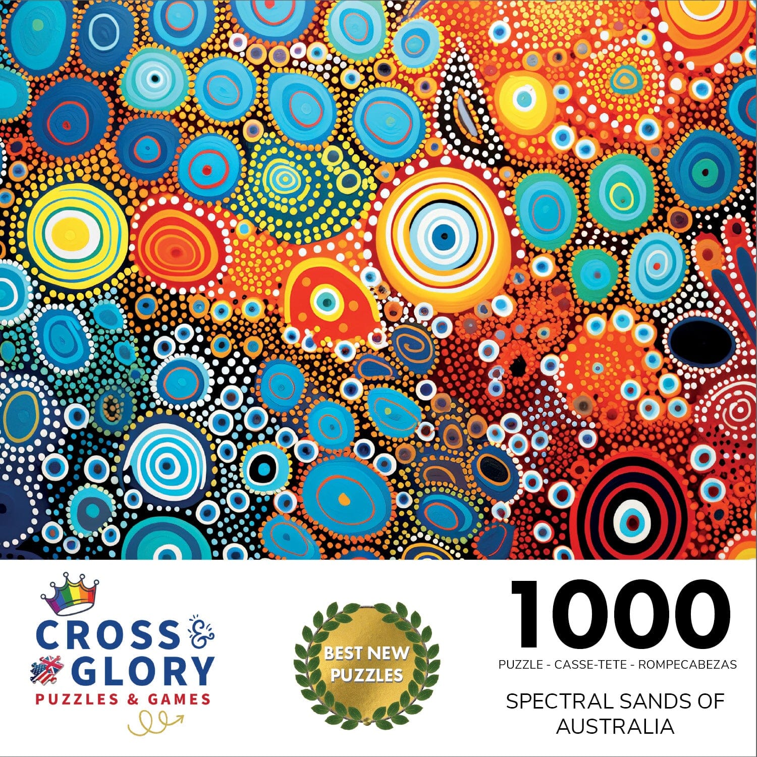 Spectral Sands of Australia - Aboriginal Art Inspired - 1000 Piece Jigsaw Puzzle Jigsaw Puzzles Cross & Glory